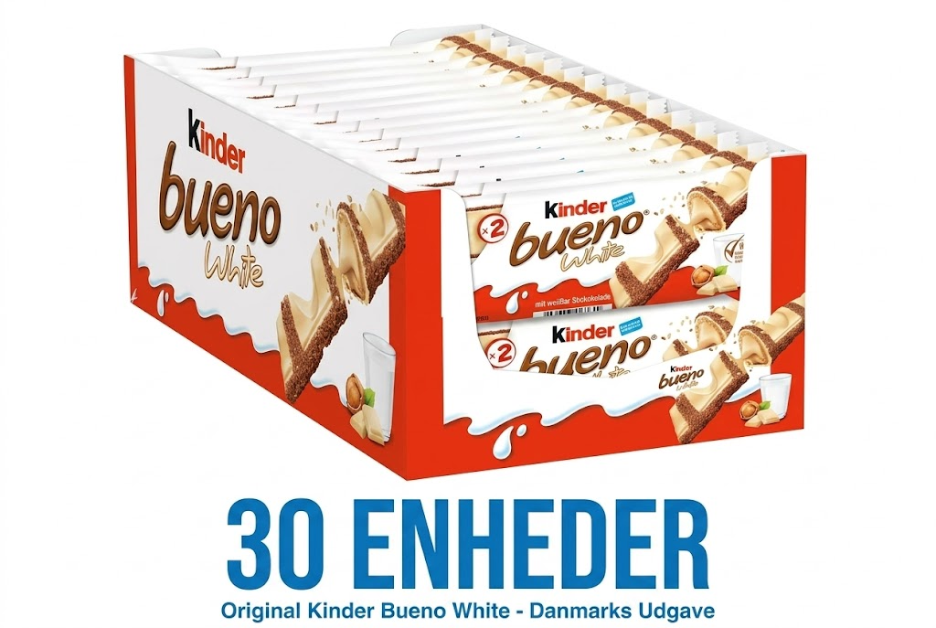 Kinder Bueno mælkechokolade med hasselnødcreme 30 stk á 43 g