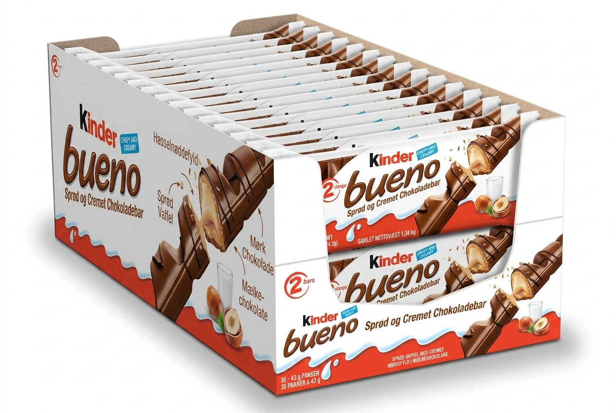 Kinder Bueno mælkechokolade med hasselnødcreme 30 stk á 43 g - Bild 2