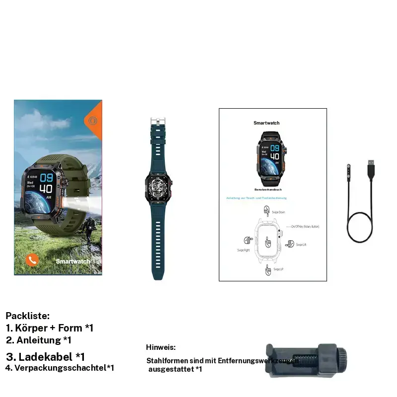 Multi-functional Smart Watch with Flashlight Compass, Fashionable Digital Watch with Heart Rate Monitoring & Sleep Tracking, Sports Watch with Multiple Sports Modes for Women & Men - Image 3